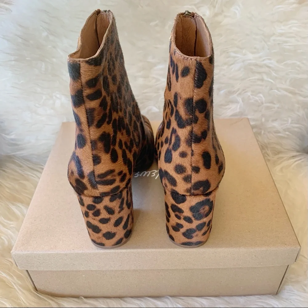Madewell The Amalia Zip Boot in Leopard Calf Hair Size 8